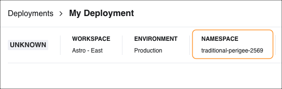 Deployment namespace available on a Deployment's information page